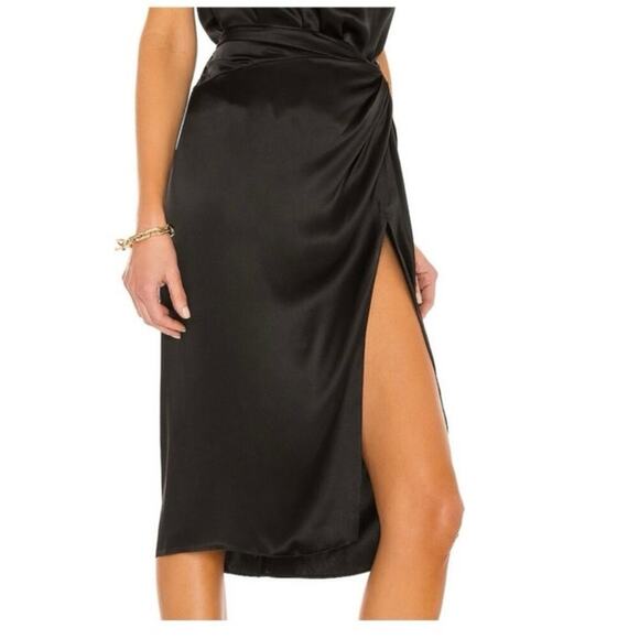 Amanda Uprichard Silk Skirt- Ansley Midi Wrap Slip Silk Black Skirt- Size Small - Picture 5 of 15